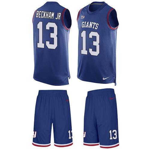 Nike Giants #13 Odell Beckham Jr Royal Blue Team Color Men's Stitched NFL Limited Tank Top Suit Jersey - Click Image to Close